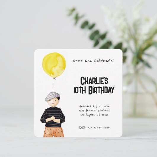 MINIMALISTISCHE WATERVERF VERJAARDAGSUITNODIGING V KAART (Staand voorkant)