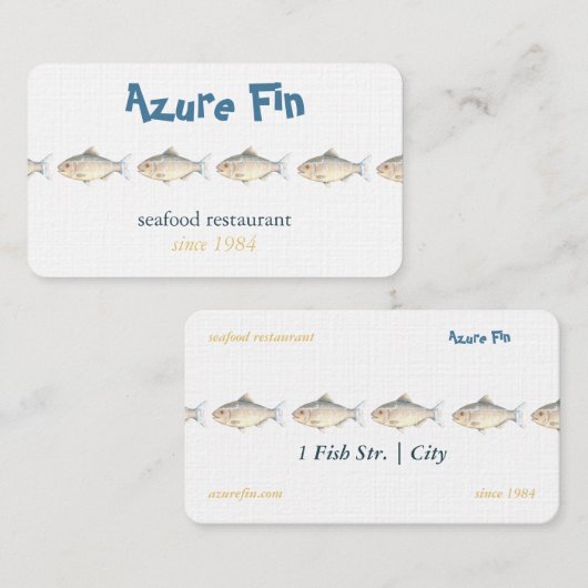 Minimalistische Waterverf Vis Vis Restaurant Visitekaartje (Voorkant / Achterkant)