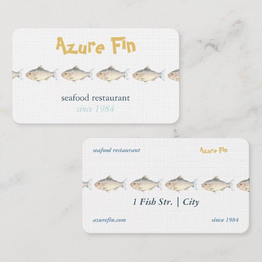 Minimalistische Waterverf Vis Vis Restaurant Visitekaartje (Voorkant / Achterkant)