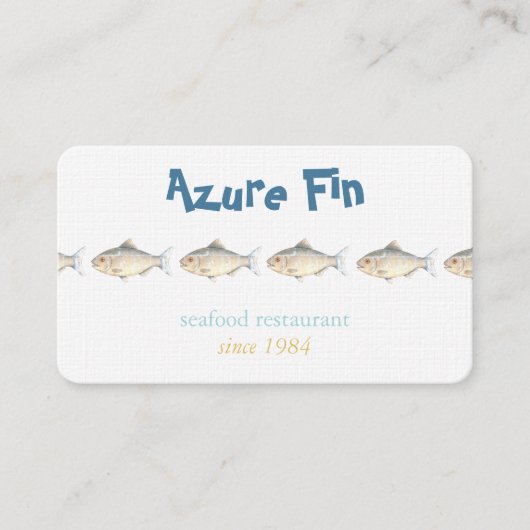 Minimalistische Waterverf Vis Vis Restaurant Visitekaartje (Voorkant)