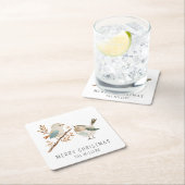 Minimalistische Waterverf Vogels Vrolijk Kerstfees Kartonnen Onderzetters (Insitu)