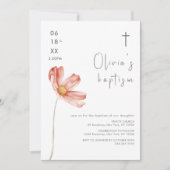 Minimalistische Waterverf Wildflower Cross Doop Kaart (Voorkant)