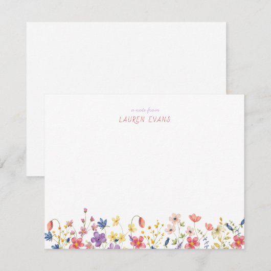 Minimalistische Waterverf Wildflower Kinder briefp Notitiekaartje (Voorkant / Achterkant)