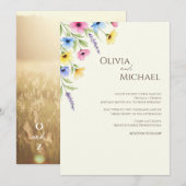 Minimalistische Waterverf Wildflower Wedding Invit Kaart (Voorkant / Achterkant)