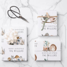 Minimalistische Waterverf Woodland Animals Inpakpapier Vel