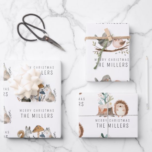 Minimalistische Waterverf Woodland Animals Inpakpapier Vel (Voorkant)