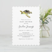 Minimalistische Waterverf Zee Turtle Baby shower Kaart (Staand voorkant)
