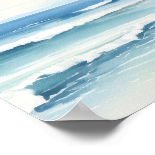 Minimalistische Waterverf Zeegezicht Print 2 van 3 (Hoek)