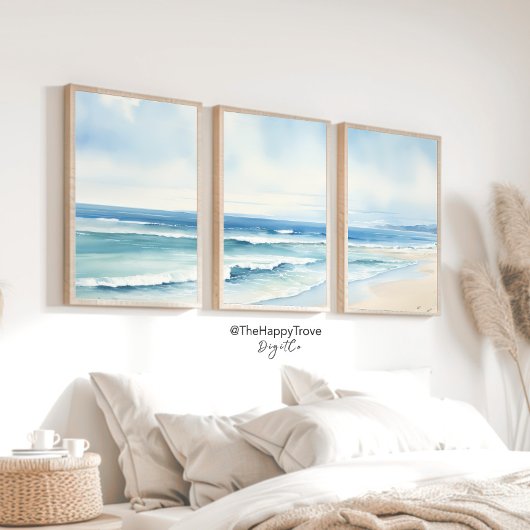 Minimalistische Waterverf Zeegezicht Print 2 van 3