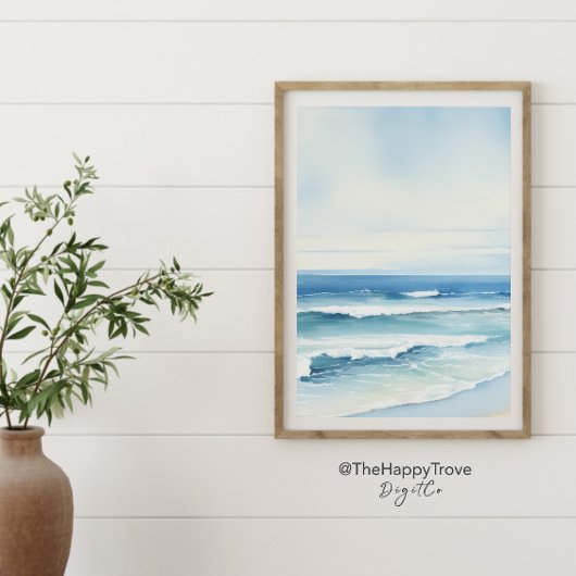 Minimalistische Waterverf Zeegezicht Print 2 van 3