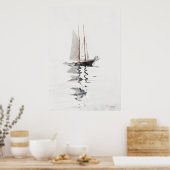 Minimalistische Waterverf zeilboot Poster Elegant  (Keuken)