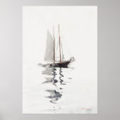 Minimalistische Waterverf zeilboot Poster Elegant  (Voorkant)