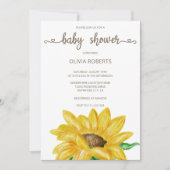 Minimalistische Waterverf Zonnebloem Baby shower Kaart (Voorkant)