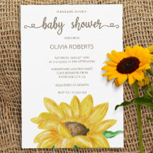 Minimalistische Waterverf Zonnebloem Baby shower