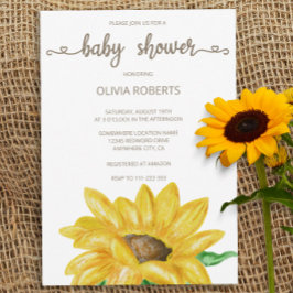 Minimalistische Waterverf Zonnebloem Baby shower Kaart
