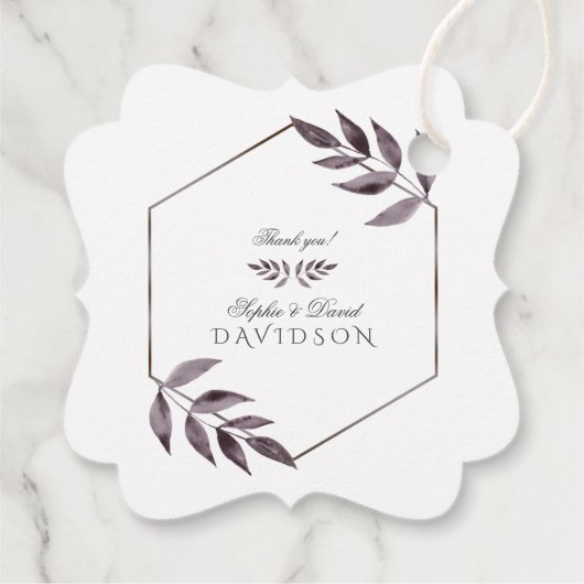 Minimalistische Waterverfinkt Blad Diamant Huwelij Bedankjes Labels (Achterkant)
