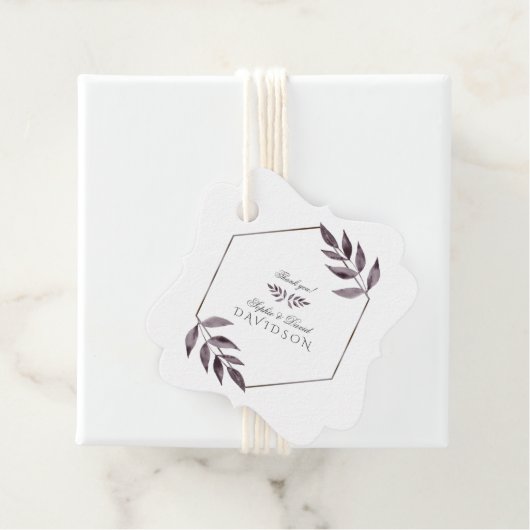 Minimalistische Waterverfinkt Blad Diamant Huwelij Bedankjes Labels (In situ)