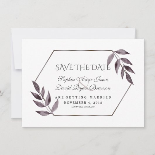 Minimalistische Waterverfinkt Bloeiende Diamant Br Save The Date (Voorkant)