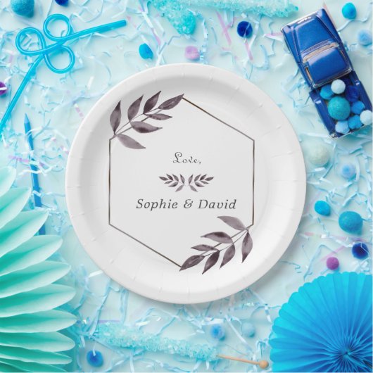 Minimalistische waterverfinktbloem Diamant Papieren Bordje (Feest)