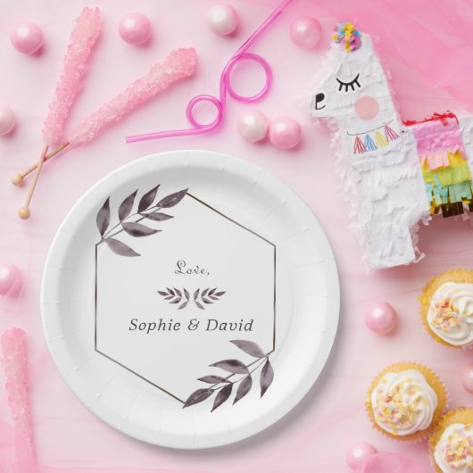 Minimalistische waterverfinktbloem Diamant Papieren Bordje (Feest)