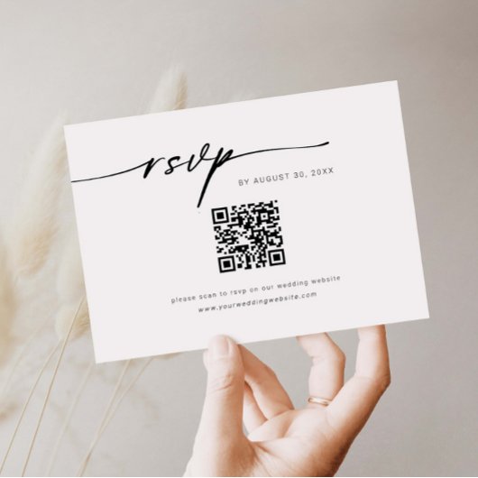 Minimalistische website RSVP barcode bijlage kaart