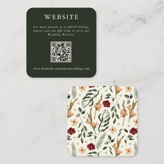 Minimalistische websitebehuizing met groene QR-cod Informatiekaartje (Voorkant / Achterkant)