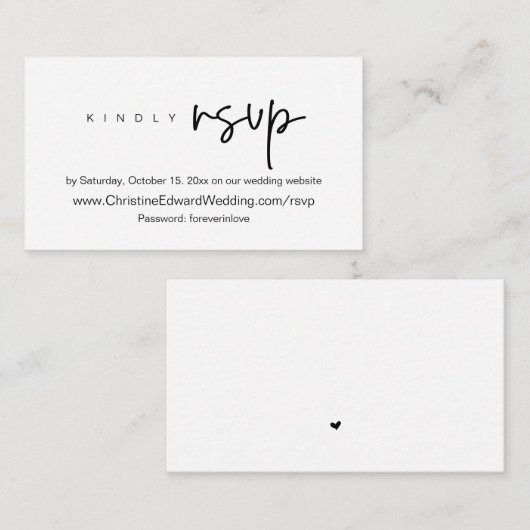 Minimalistische, weddenschap nodigt online RSVP-ka Informatiekaartje (Voorkant / Achterkant)