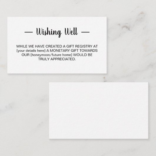 Minimalistische weddenschappen informatiekaartje (Voorkant / Achterkant)