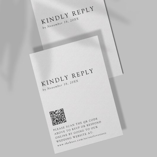 Minimalistische weddenschappen — Onlineantwoord QR RSVP Kaartje