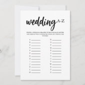 Minimalistische Wedding A-Z Game Kaart (Voorkant)