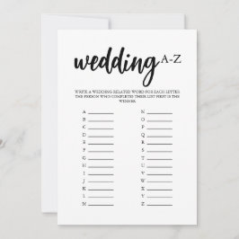 Minimalistische Wedding A-Z Game Kaart