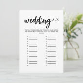 Minimalistische Wedding A-Z Game Kaart (Staand voorkant)