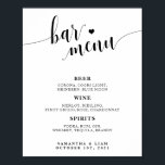 Minimalistische Wedding Bar Menu Sign Poster<br><div class="desc">Dit bord is perfect om op je bruiloft te tonen om je gasten te laten weten wat er op de bar beschikbaar is.</div>