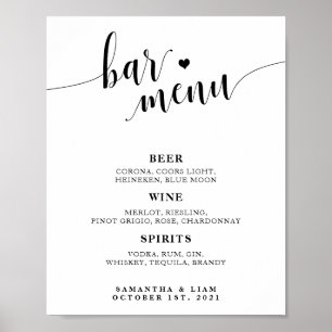 Minimalistische Wedding Bar Menu Sign Poster