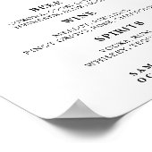 Minimalistische Wedding Bar Menu Sign Poster (Hoek)