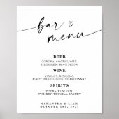Minimalistische Wedding Bar Menu Sign Poster (Voorkant)