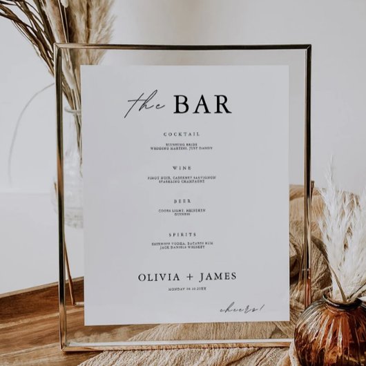 Minimalistische Wedding Bar Menu Sign Sjabloon Poster