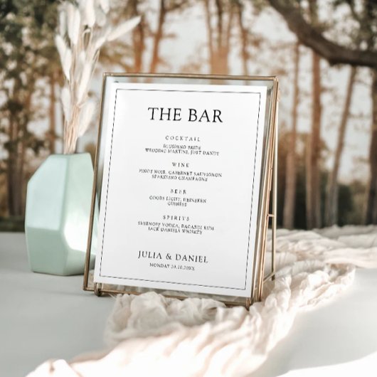 Minimalistische Wedding Bar Menu Sign Sjabloon Poster