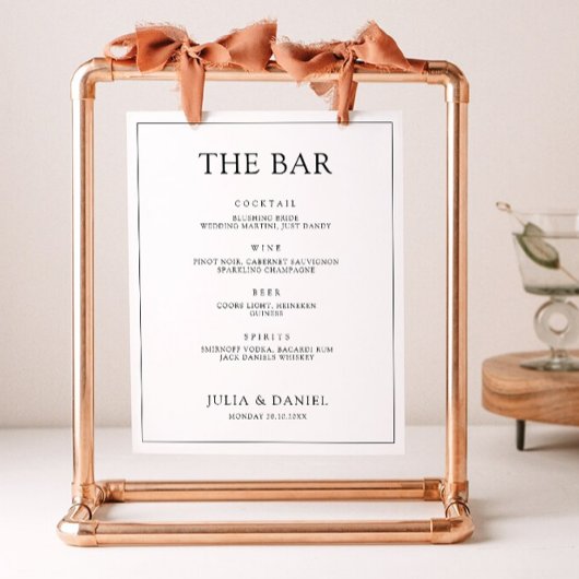 Minimalistische Wedding Bar Menu Sign Sjabloon Poster