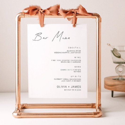 Minimalistische Wedding Bar Menu Sign Sjabloon Poster