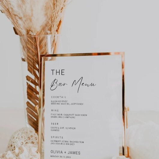 Minimalistische Wedding Bar Menu Sign Sjabloon Poster