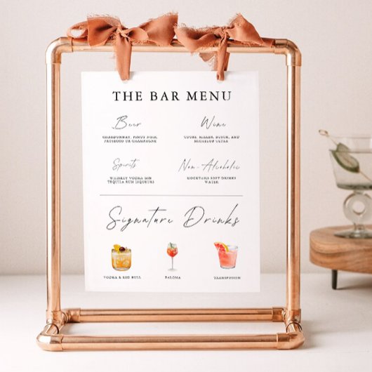 Minimalistische Wedding Bar Menu Sign Sjabloon Poster