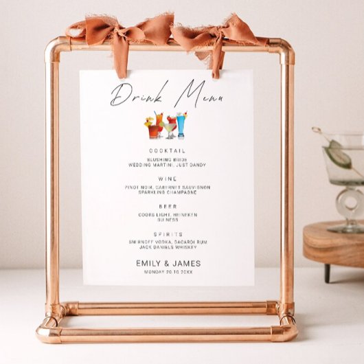 Minimalistische Wedding Bar Menu Sign Sjabloon Poster