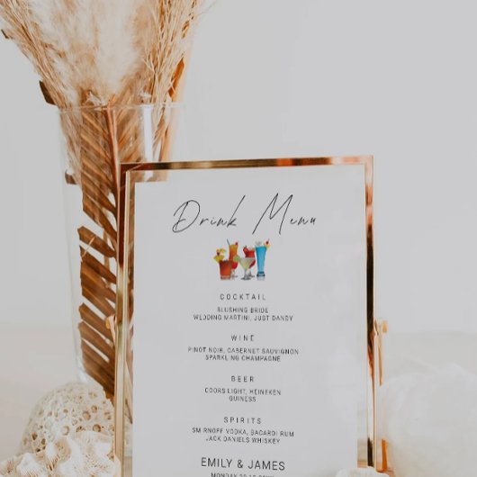 Minimalistische Wedding Bar Menu Sign Sjabloon Poster