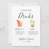 Minimalistische Wedding Cocktail Signature Drink S Kaart (Voorkant)