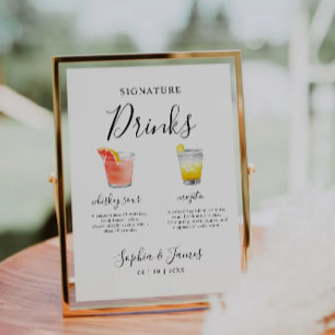 Minimalistische Wedding Cocktail Signature Drink S Kaart