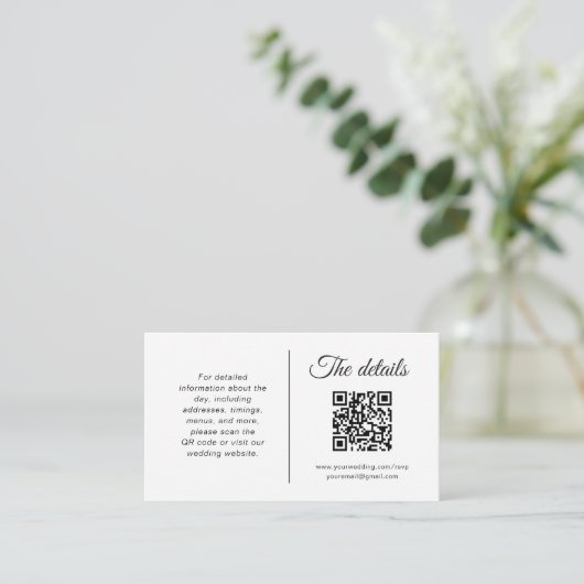 Minimalistische Wedding Enclosure Kaart met QR-cod (Staand voorkant)
