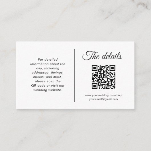 Minimalistische Wedding Enclosure Kaart met QR-cod (Voorkant)