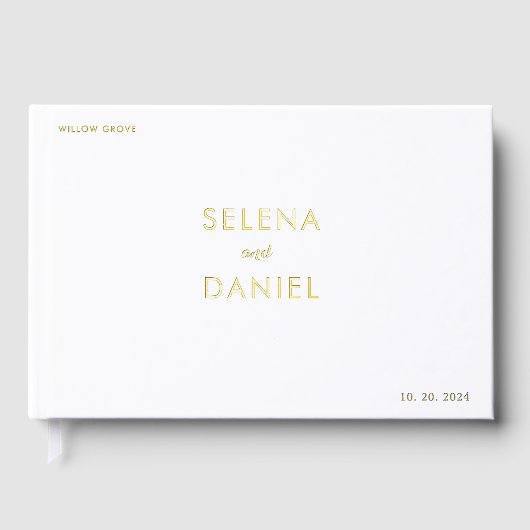 Minimalistische Wedding Gold Folie Guestbook Gastenboek (Voorkant)