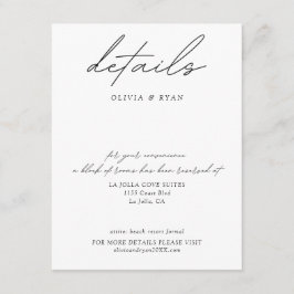 Minimalistische Wedding Hotel Room Block Details Informatiekaartje